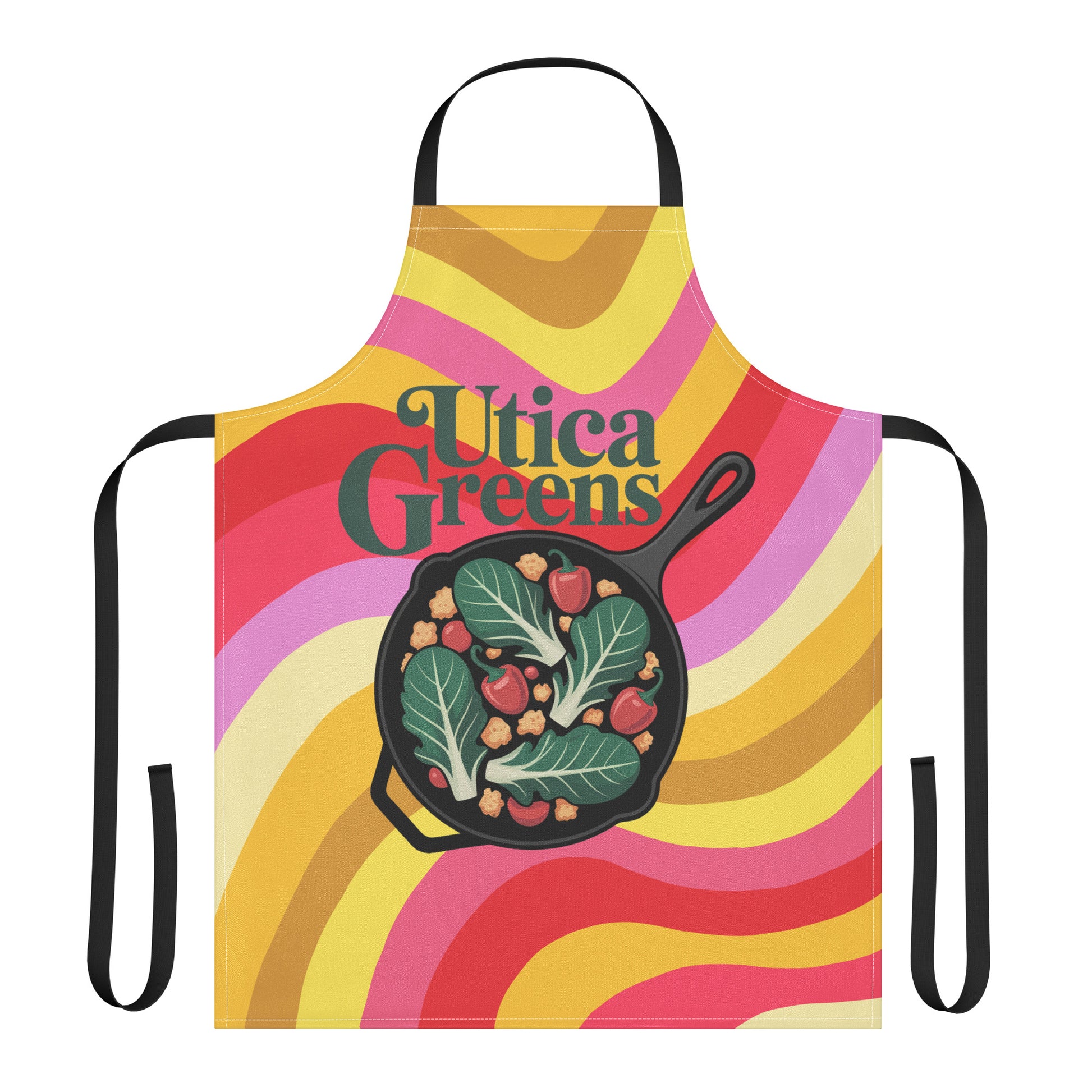 Utica Greens tie-back kitchen apron