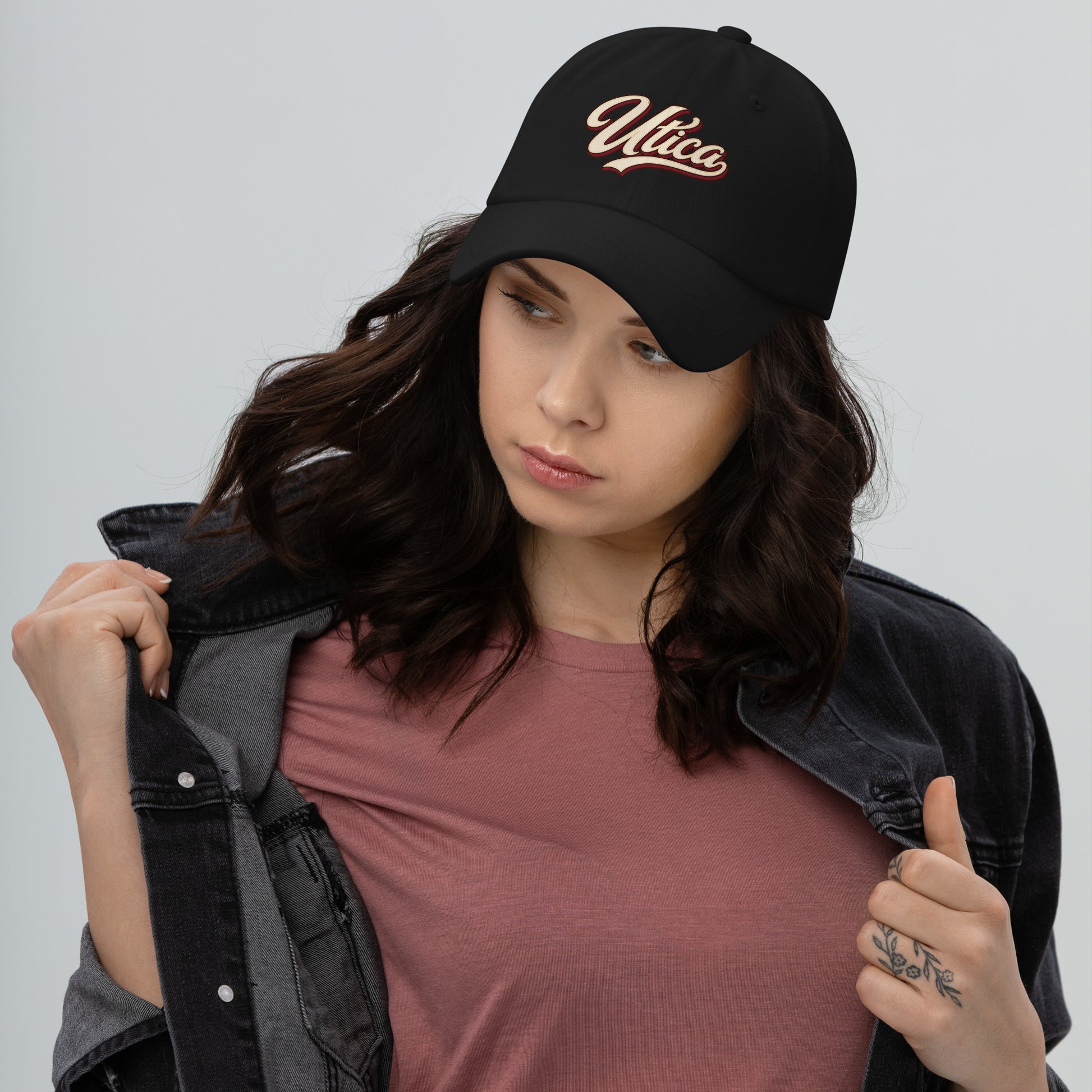 Utica Script low-profile dad hat