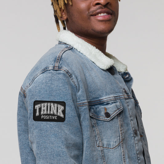 Think Positive iron-on embroidered twill patch