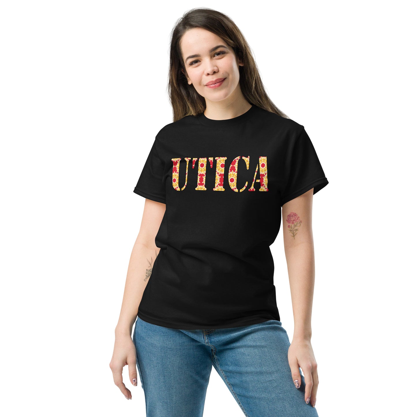 Utica Stencil unisex cotton t-shirt, front