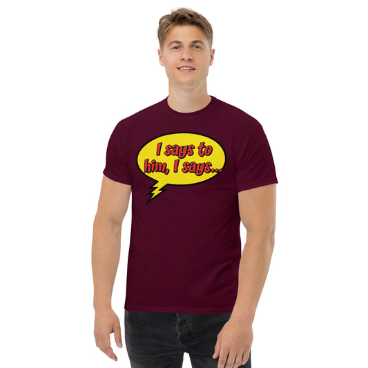 I Say to Him I Say Utica unisex cotton t-shirt, front