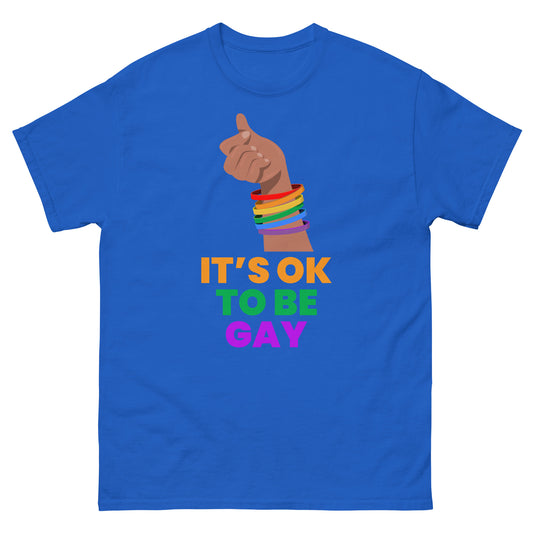 It's OK to Be Gay Utica unisex pride t-shirt, front