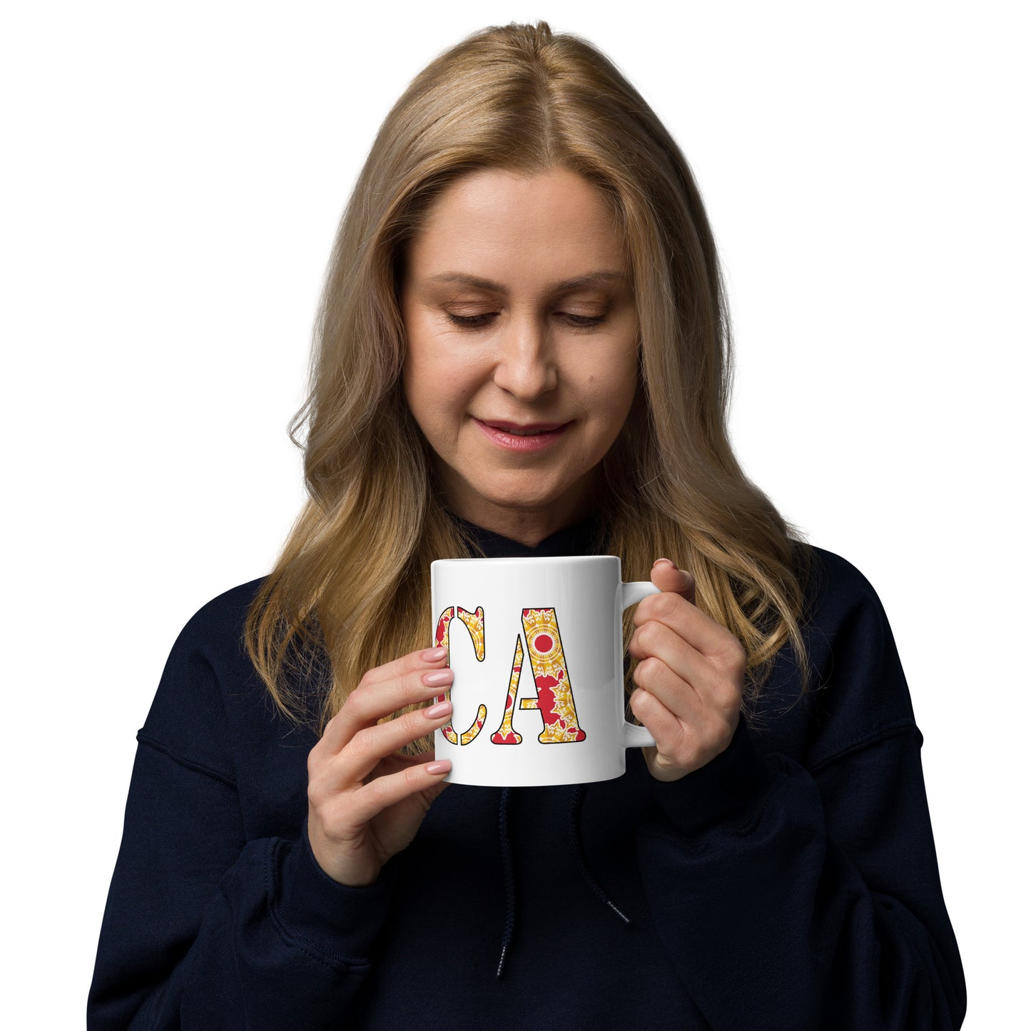 Utica white glossy ceramic coffee mug