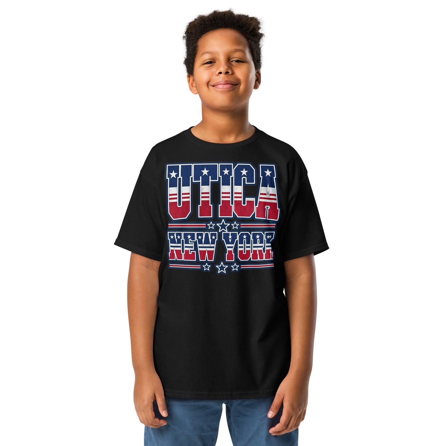 Utica patriotic youth cotton t-shirt, front